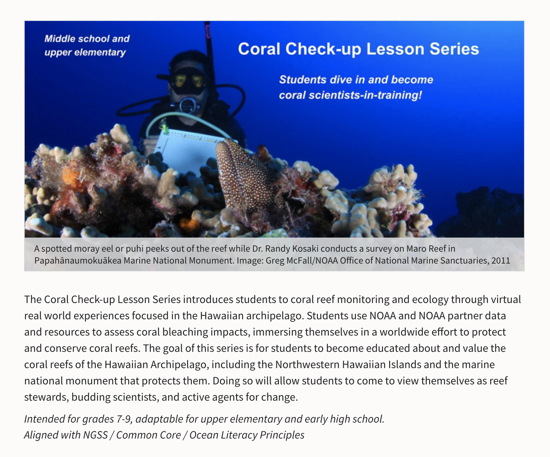Coral Check-up Lesson Series